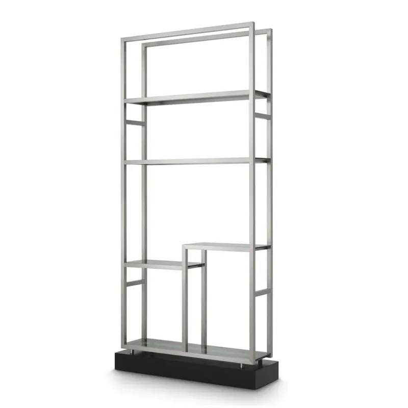 Must-Have Casa Padrino Luxus Regalschrank mit 5 Glasregalen Silber / Schwarz / Grau H. 240,5 cm - Luxus Möbel