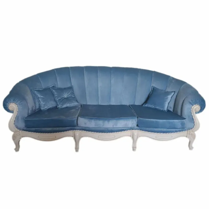 Jetzt Bestellen Casa Padrino Luxus Barock Samt Sofa Hellblau / Grau 240 cm - Barockstil Wohnzimmer Möbel