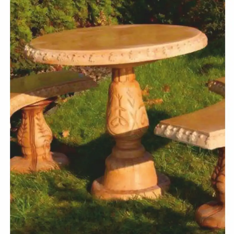 Casa Padrino Barock Gartentisch Beige Ø 87 x H. 78 cm - Barock Garten Möbel Preisreduziert