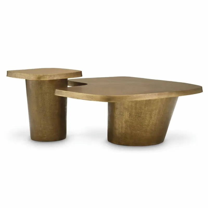 Garantierte Lieferung Casa Padrino Luxus Aluminium Couchtisch Set Vintage Messing - Hotel & Wohnzimmer Möbel