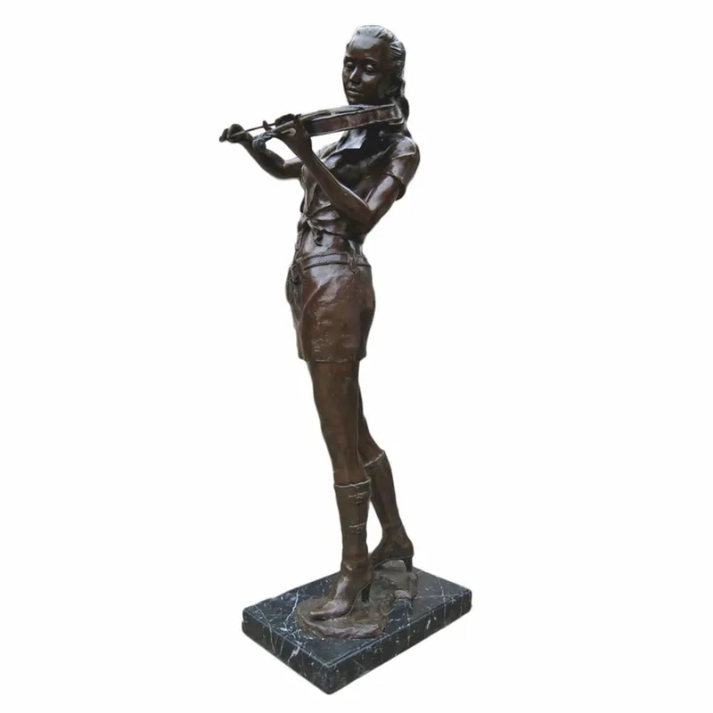 Casa Padrino XXL Deko Messing Skulptur Frau mit Geige Bronze / Schwarz H. 180 cm Bestpreis