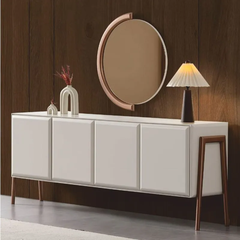 Schneller Versand Casa Padrino Luxus Sideboard mit 4 Türen und Spiegel Weiß / Braun 220 cm - Luxus Möbel