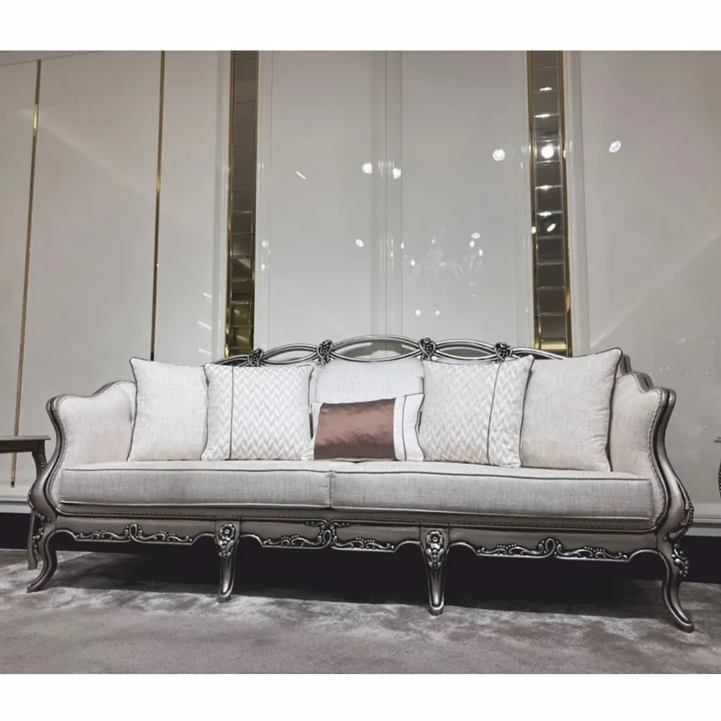 Garantierte Lieferung Casa Padrino Luxus Barock Wohnzimmer Sofa Creme / Silber 225 cm - Barock Möbel