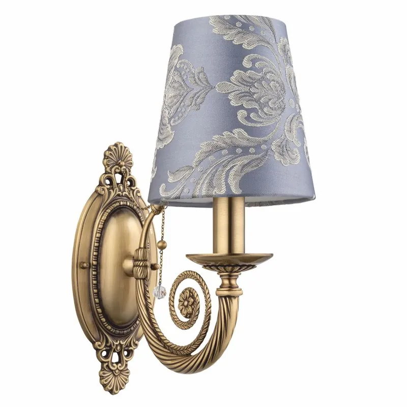 Casa Padrino Luxus Barock Wandleuchte Messing mit Patina / Lila / Grau H. 36,5 cm Preisknaller