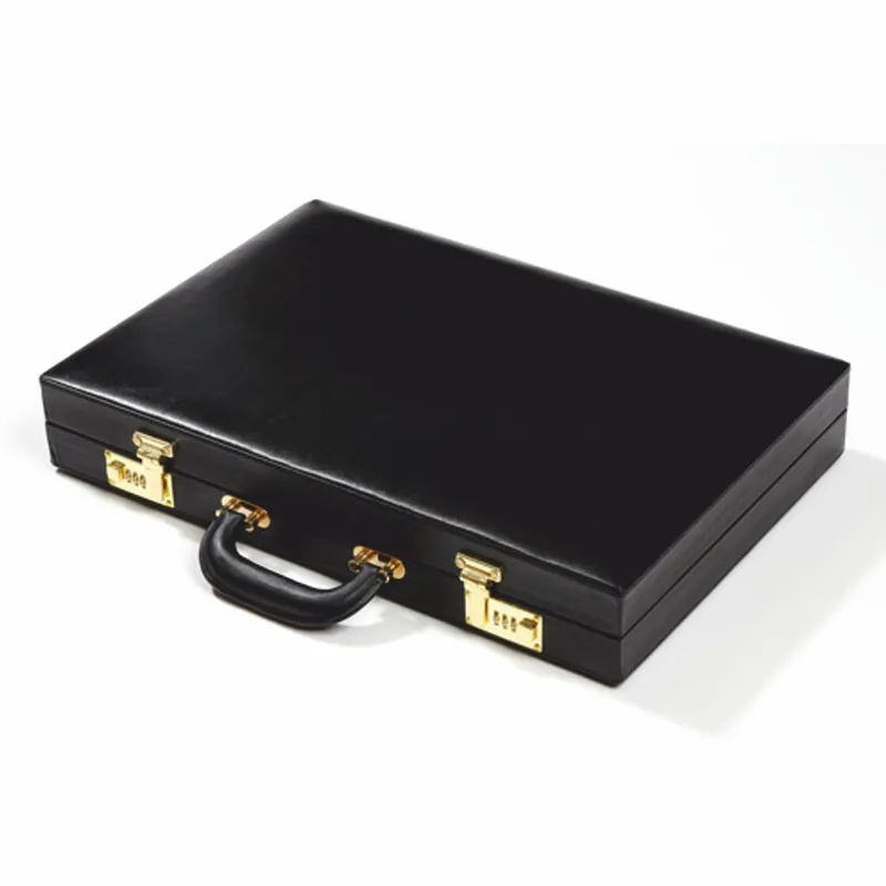 Casa Padrino Luxus Echtleder Backgammon Aktenkoffer Schwarz - Luxus Accessoires Neue Ware