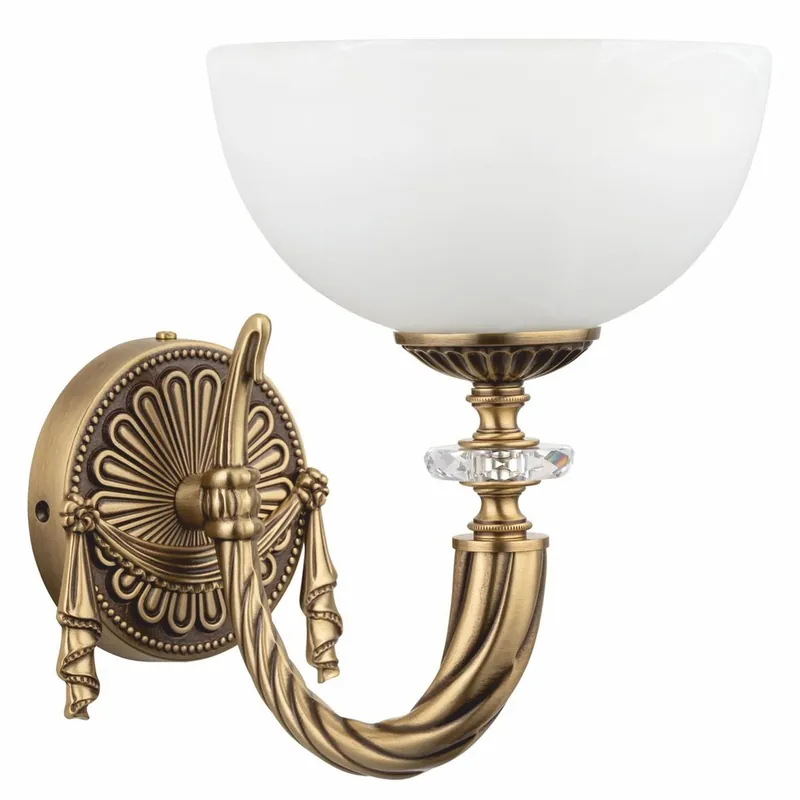 Preisreduziert Casa Padrino Luxus Barock Wandleuchte Messing mit Patina / Weiß H. 26 cm - Barock Leuchten