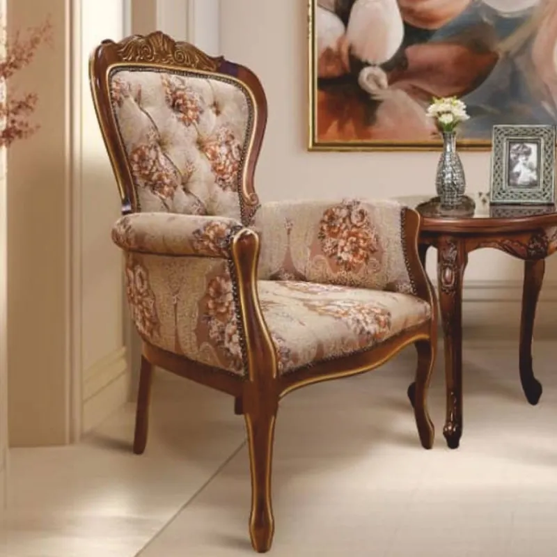 Casa Padrino Luxus Barock Sessel Hellbraun / Dunkelbraun / Gold - Barock Möbel Beliebt