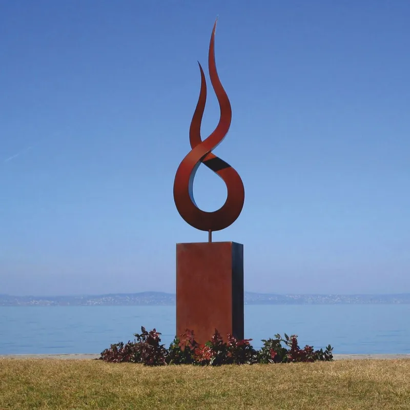 Bestseller Casa Padrino Luxus Garten Deko Stahl Skulptur Flamme auf Säule Rost H. 301 cm