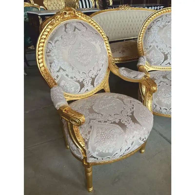 Sonderangebot Casa Padrino Barock Medaillon Salon Stuhl Grau / Gold H. 100 cm - Barock Möbel