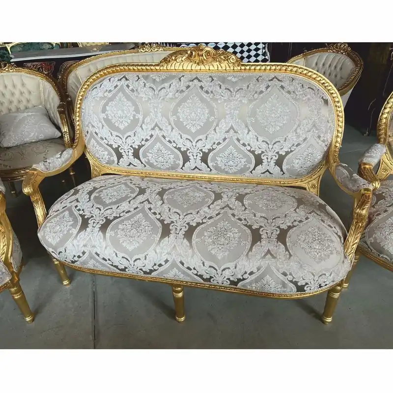 Casa Padrino Barock 2er Sofa Grau / Gold 150 cm - Barock Möbel Finale Aktion