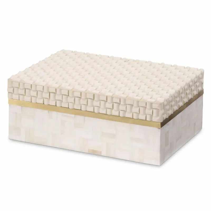 Casa Padrino Luxus Aufbewahrungsbox Creme / Vintage Messing 28,5 cm - Luxus Accessoires Markenprodukt