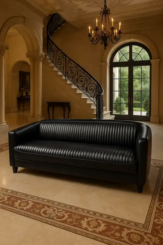 Bestseller Casa Padrino Luxus Leder Sofa Schwarz 177 cm - Echtleder Möbel