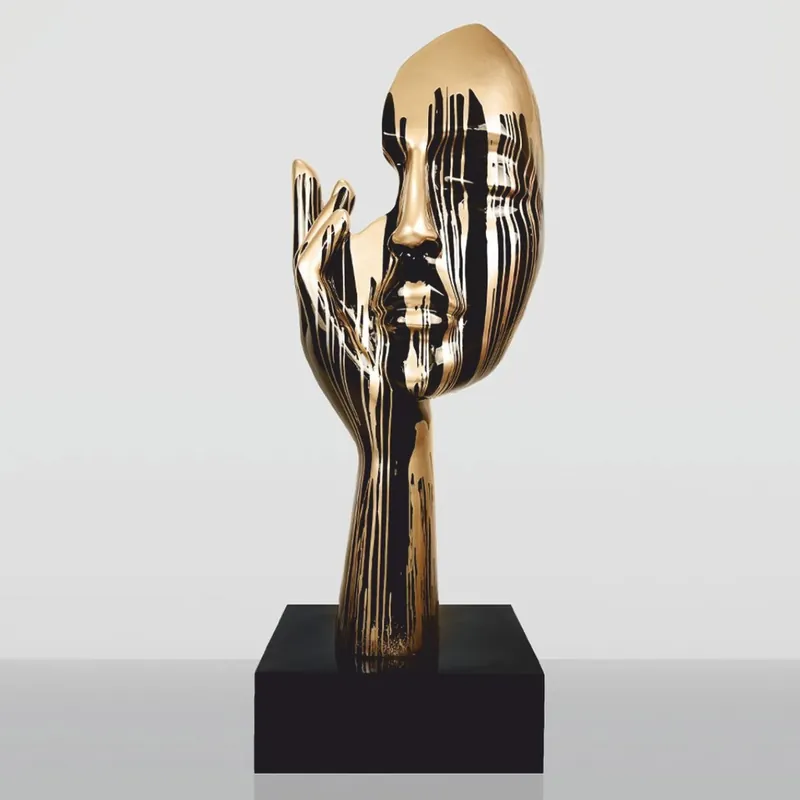 Abverkauf Casa Padrino XXL Deko Skulptur Schwarz / Gold H. 190 cm - Große Deko Figur