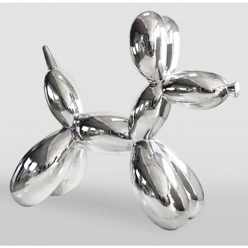 Neuheit Casa Padrino XXL Deko Skulptur Ballon Hund Silber Chrom 210 cm - Riesige Garten Figur