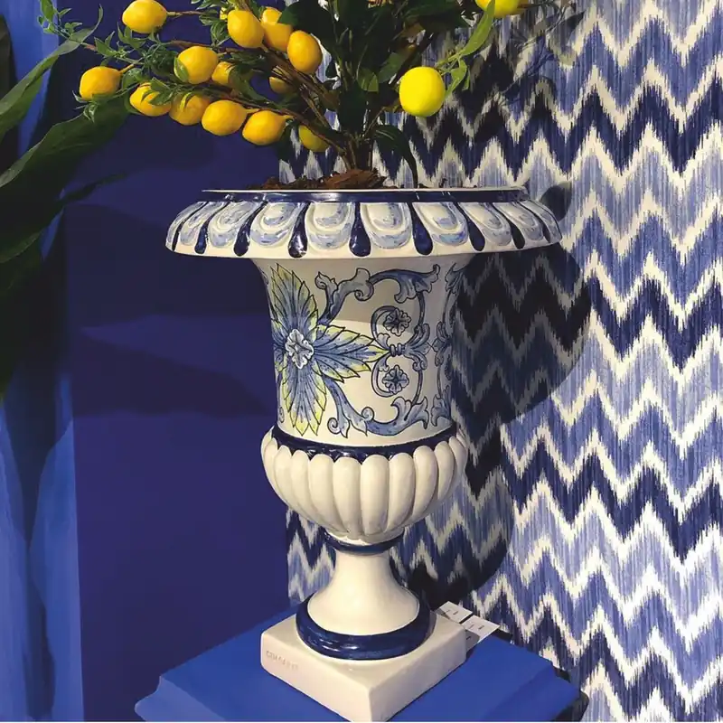 Beliebt Casa Padrino Luxus Barock Keramik Blumentopf Weiß / Blau / Gelb Ø 45 x H. 57 cm