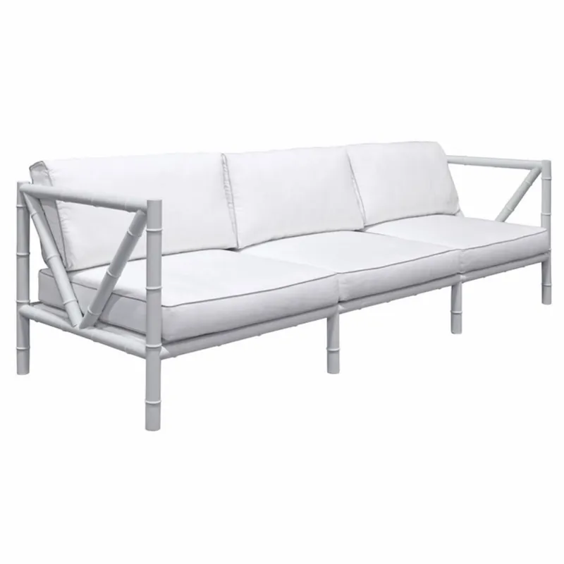 Direktkauf Casa Padrino Luxus Schmiedeeisen Sofa Grau / Weiß 280 cm - Hotel & Garten Sofa