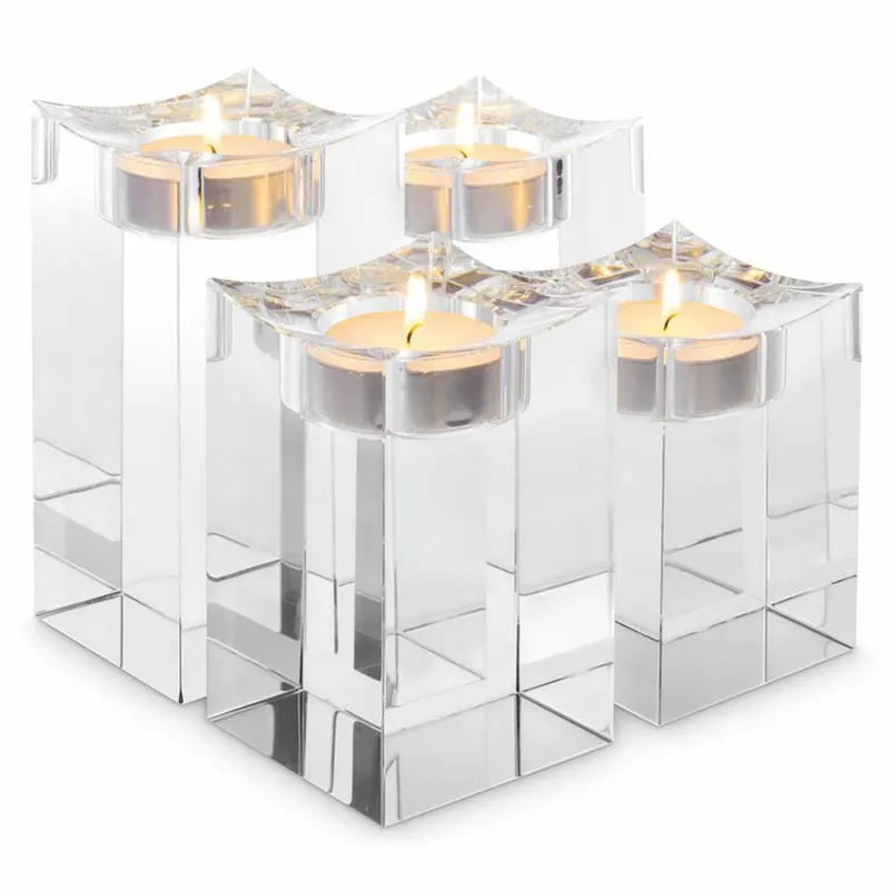 Casa Padrino Luxus Kristallglas Teelichthalter Set - Deko Accessoires Markenware