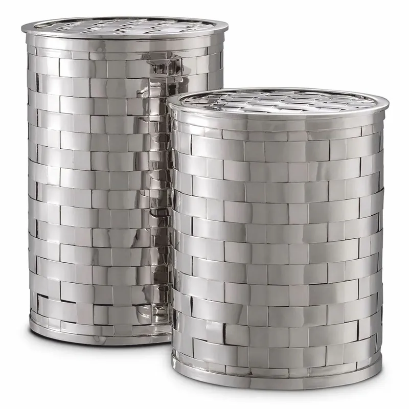 Casa Padrino Luxus Keksdosen 2er Set Silber - Luxus Accessoires Echt