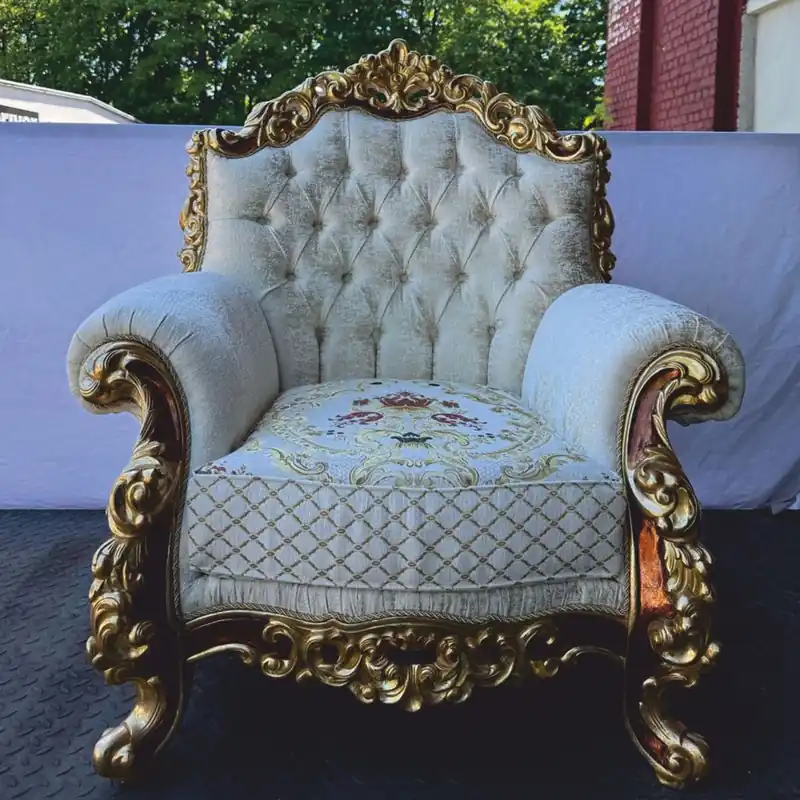 Casa Padrino Luxus Barock Sessel Weiß / Braun / Gold H. 120 cm - Barock Möbel Schneller Versand