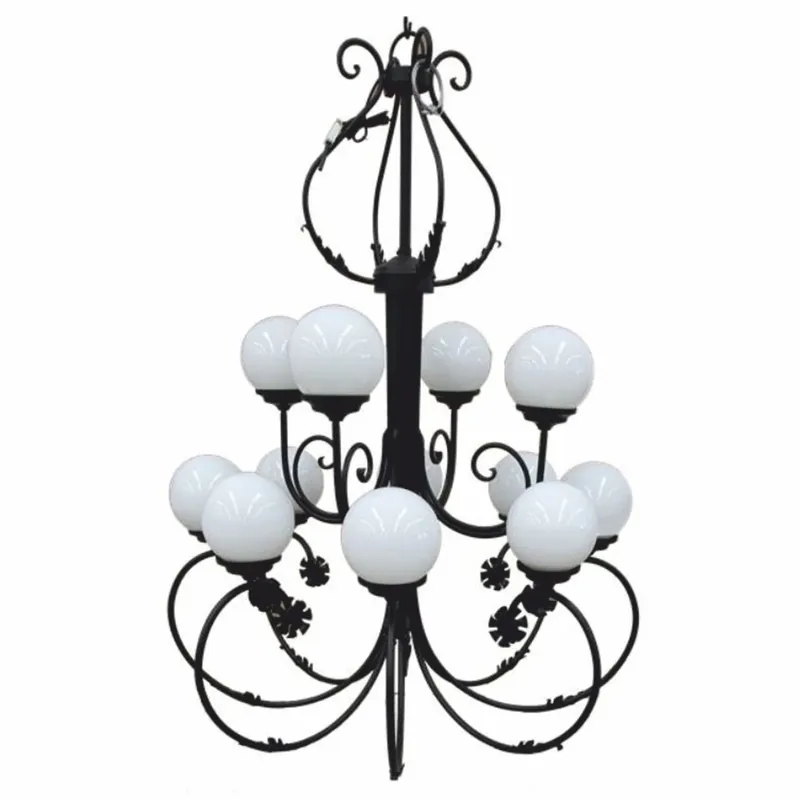 Casa Padrino Luxus Barock Schmiedeeisen Kronleuchter Schwarz / Weiß Ø 110 x H. 155 cm Knallerangebot
