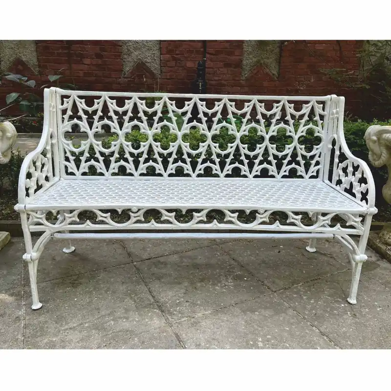 Casa Padrino Jugendstil Gartenbank Weiß 137 cm - Barock & Jugendstil Garten Möbel Ausverkauf