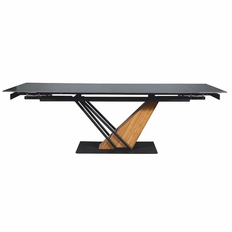 Billig Casa Padrino Designer Esstisch Matt Schwarz / Braun 160-220 cm - Ausziehbarer Küchentisch