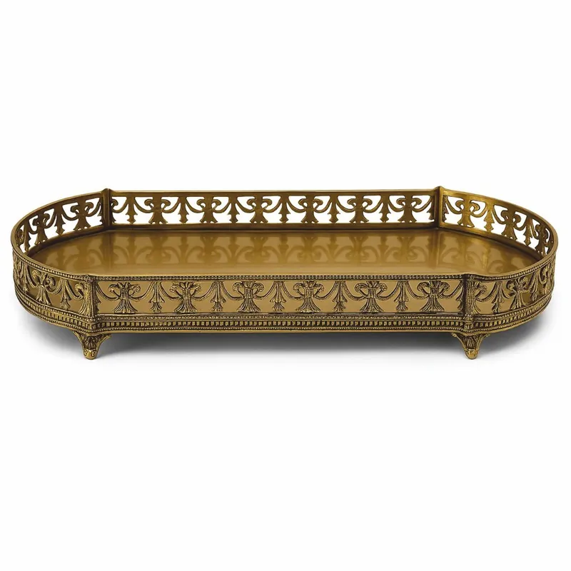 Casa Padrino Barock Tablett Antik Messing 48 cm - Barockstil Gastronomie Accessoires Top-Seller