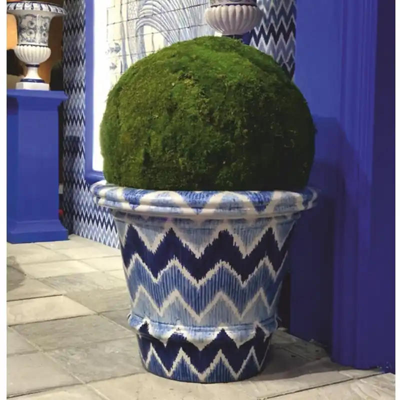 Top-Angebot Casa Padrino Luxus Keramik Blumentopf Blau / Weiß Ø 79 x H. 63 cm - Garten Deko