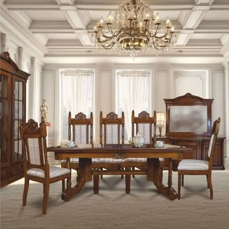 Expressversand Casa Padrino Luxus Barock Esszimmer Set Braun / Silber - 1 Ausziehbarer Esstisch & 8 Stühle