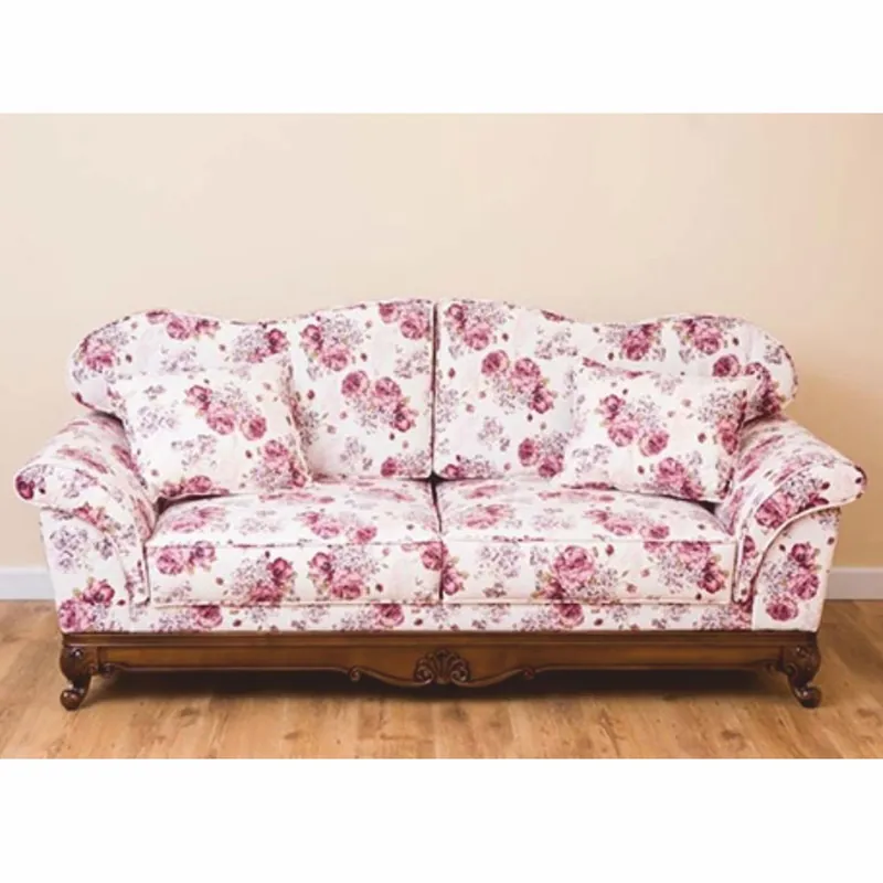 Casa Padrino Luxus Barock Sofa Weiß / Pink / Braun 210 cm - Barock Wohnzimmer Möbel Preisknaller