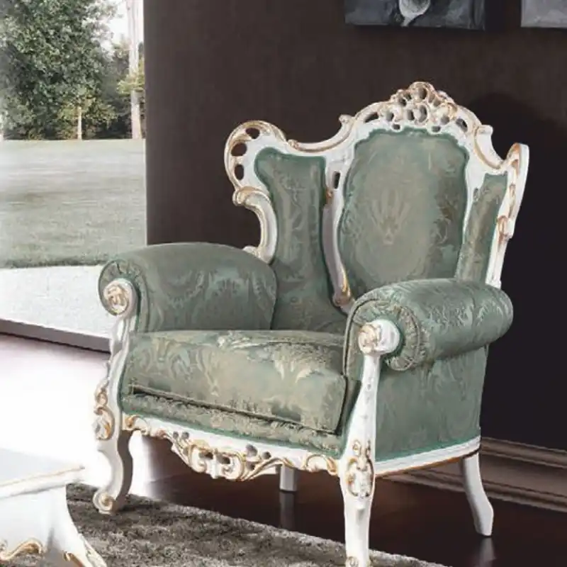 Günstig Casa Padrino Luxus Barock Wohnzimmer Sessel Grün / Weiß / Gold - Made in Italy