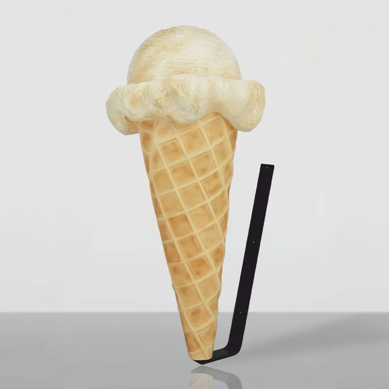 Casa Padrino Wanddeko Eis im Hörnchen Beige / Schwarz H. 105 cm - Eisdielen Dekoration Preiswert