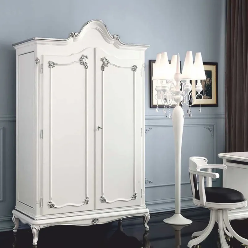 Neue Kollektion Casa Padrino Luxus Barock Schlafzimmer Schrank Weiß / Silber - Made in Italy