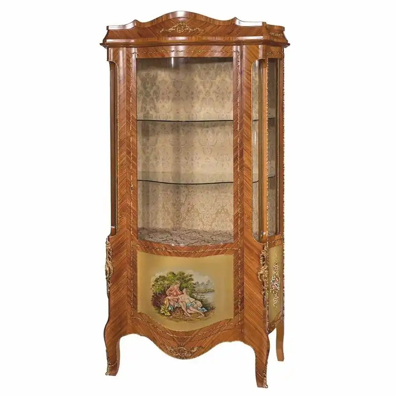 Rabatt Casa Padrino Luxus Barock Vitrine Braun / Gold / Messing H. 200 cm - Made in Italy