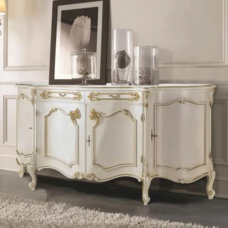 Nur Heute Casa Padrino Luxus Barock Sideboard Weiß / Gold 185 cm - Barock Möbel - Made in Italy