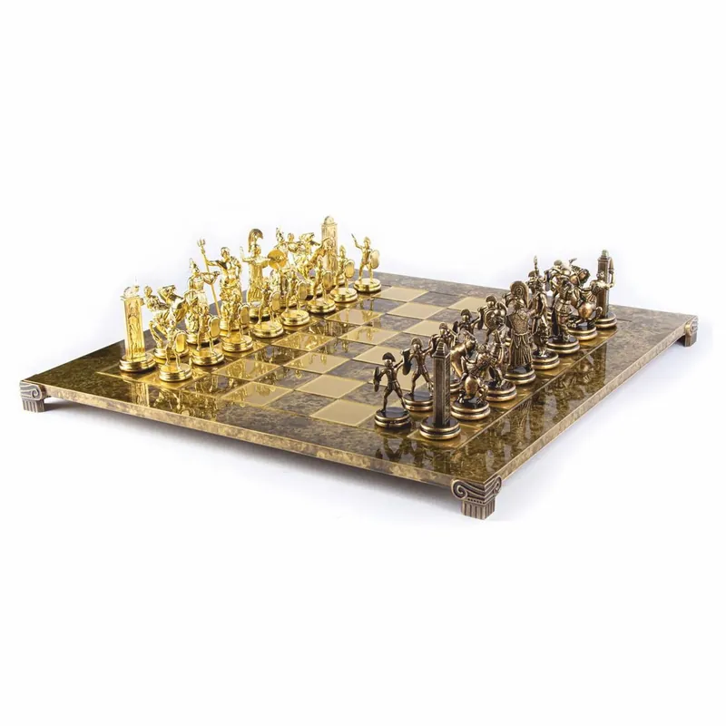 Günstig Casa Padrino Luxus Schach Set Gold / Braun / Bronze 54 x 54 cm - Griechisches Schachspiel