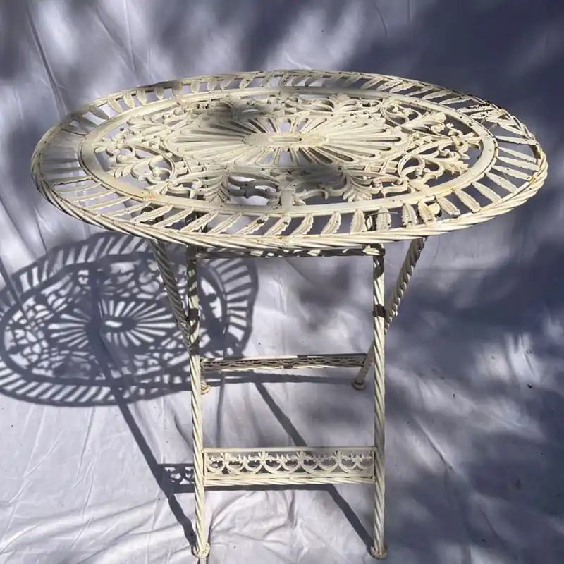 Casa Padrino Jugendstil Gartentisch Creme 70 x 54 x H. 74 cm - Klappbarer Garten Esstisch Sichere Zahlung