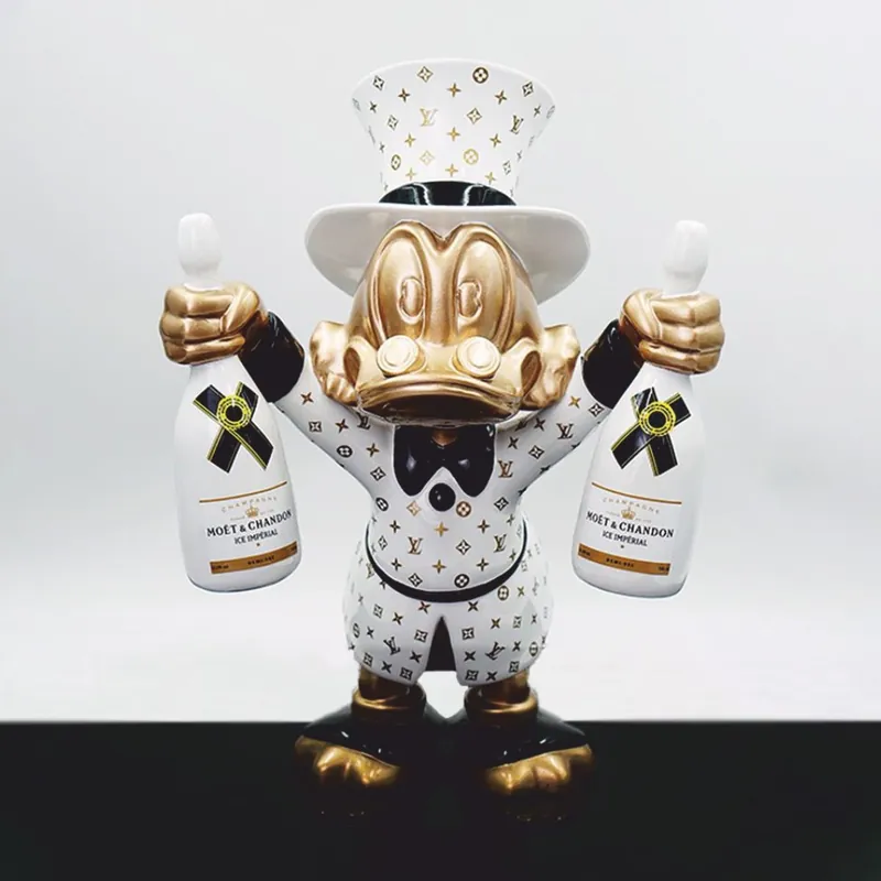 Casa Padrino XXL Deko Skulptur Ente Weiß / Gold / Schwarz H. 170 cm - Große Deko Figur Meistverkauft