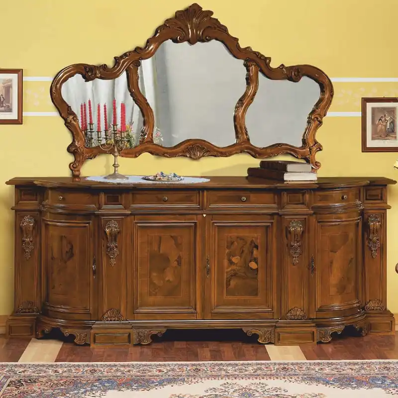 Casa Padrino Luxus Barock Sideboard mit Spiegel Braun - Barock Möbel - Made in Italy Top-Seller