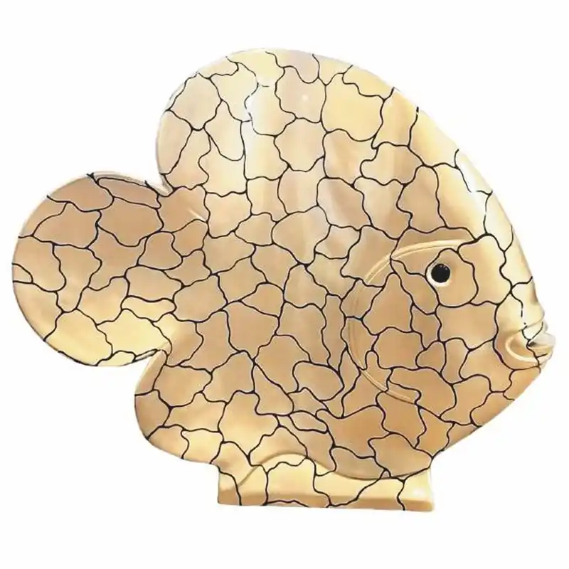Casa Padrino XXL Deko Skulptur Fisch Gold / Schwarz H. 110 cm - Deko Figur Sonderangebot