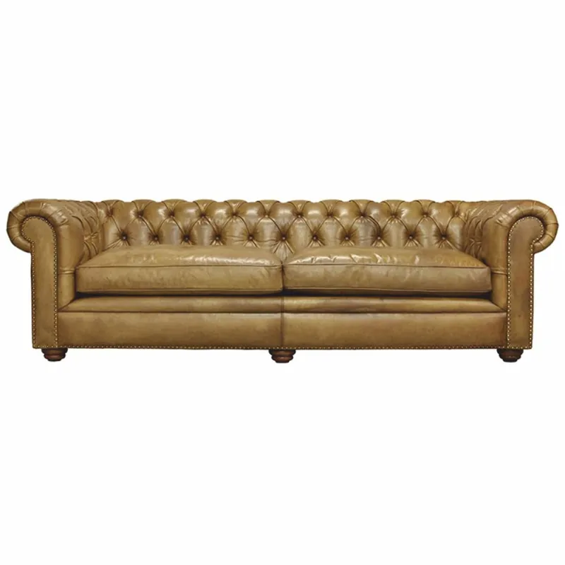 Casa Padrino Luxus Chesterfield Leder Sofa Hellbraun / Dunkelbraun 242 cm - Echtleder Möbel Angebot
