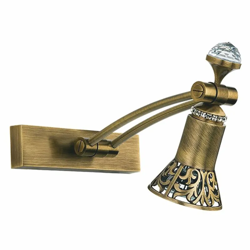 Neue Kollektion Casa Padrino Luxus Barock Kristall LED Wandleuchte / Leseleuchte Messing mit Patina H. 20 cm