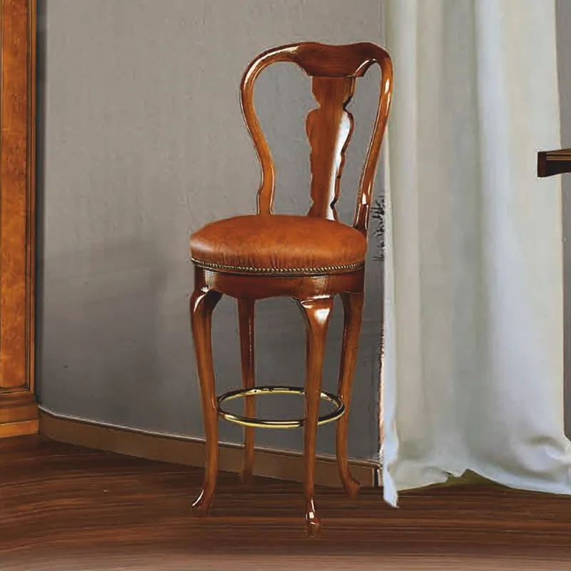 Wochenendangebot Casa Padrino Luxus Barock Leder Barstuhl Braun / Gold H. 120 cm - Bar Möbel - Made in Italy