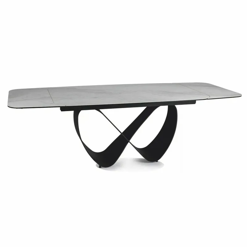 Garantierte Lieferung Casa Padrino Luxus Esstisch Matt Weiß / Matt Schwarz 160-240 cm - Ausziehbar
