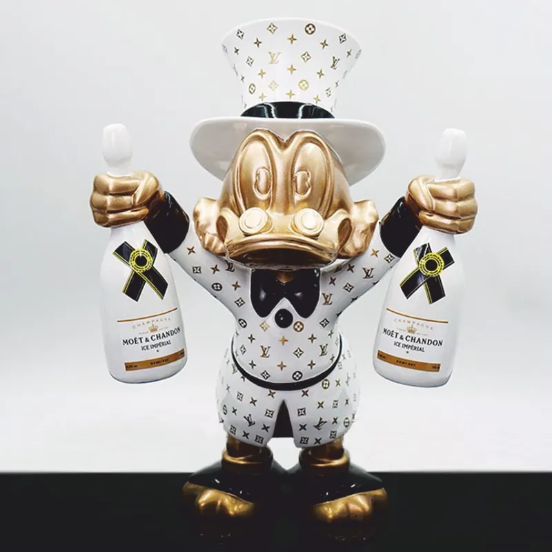 Bestpreis Casa Padrino Deko Figur Ente Weiß / Gold / Schwarz H. 45 cm - Deko Skulptur