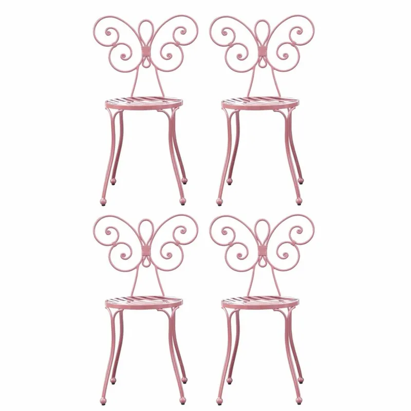 Casa Padrino Jugendstil Gartenstuhl 4er Set Rosa H. 85 cm - Garten Möbel Sale