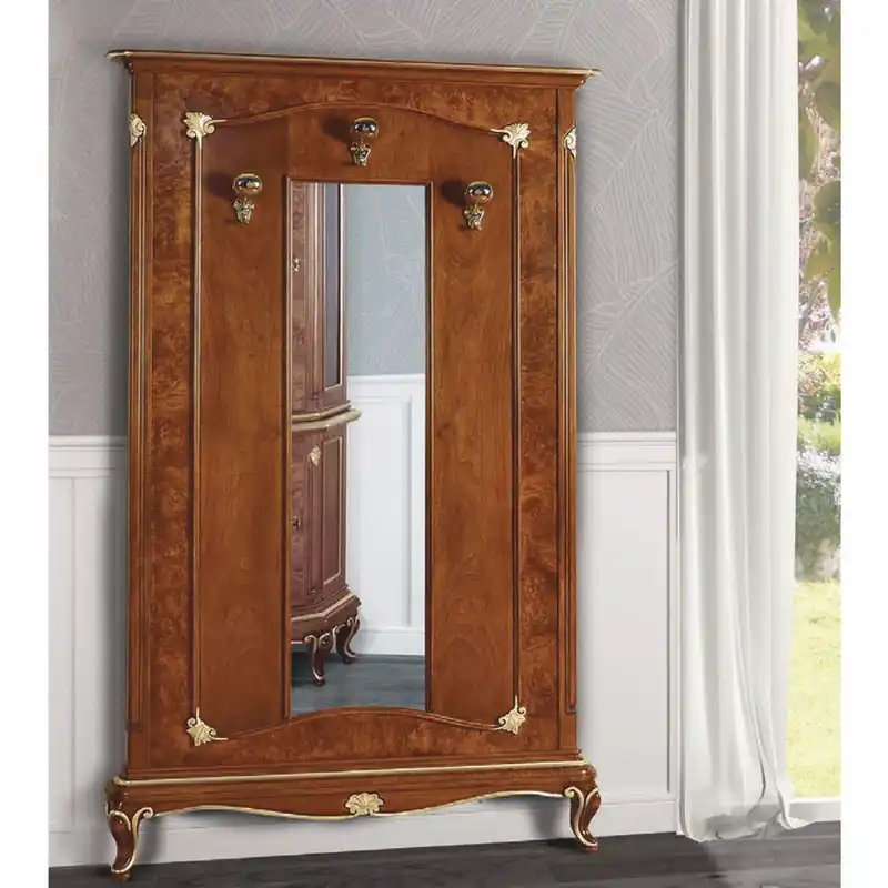 Casa Padrino Luxus Barock Garderobe mit Spiegel Braun / Gold 113 x H. 200 cm - Made in Italy Bestpreis