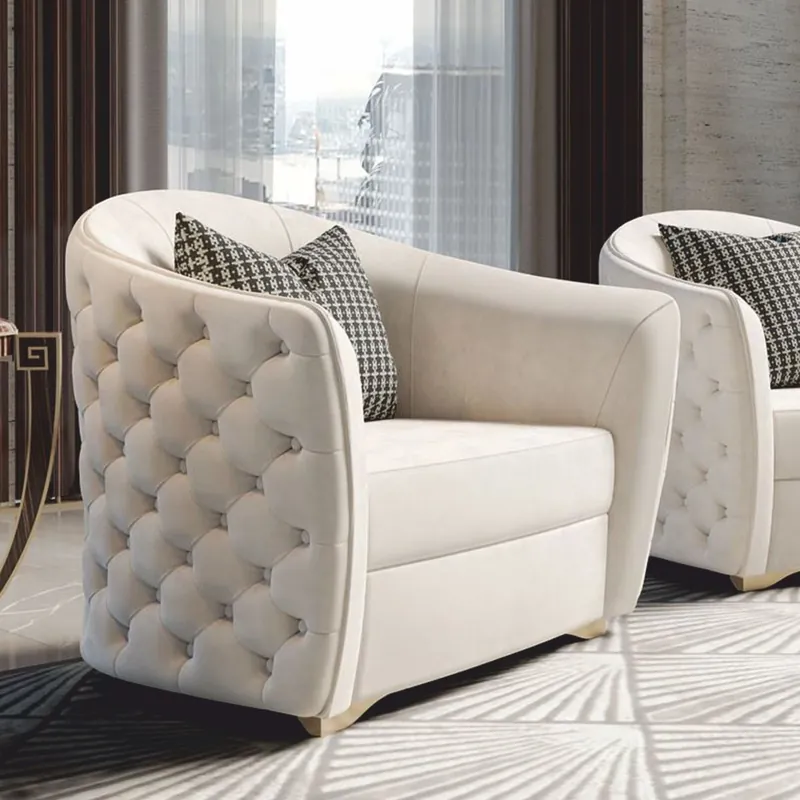 Ausverkauf Casa Padrino Luxus Chesterfield Hotel Sessel Grau / Gold 114 cm - Made in Italy