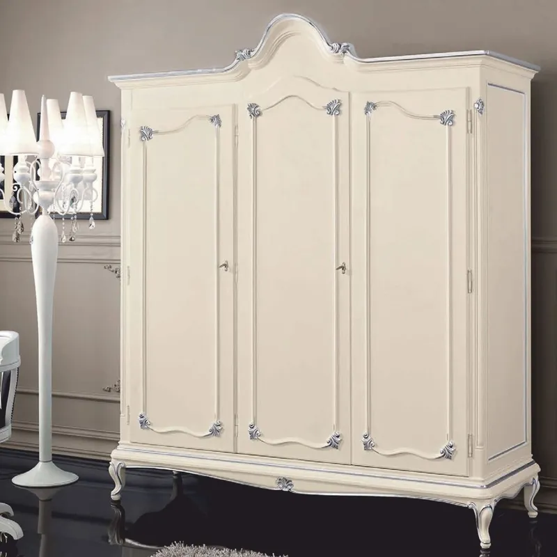 Sichere Zahlung Casa Padrino Luxus Barock Schlafzimmer Schrank Creme / Silber 181 x H. 235 cm - Made in Italy