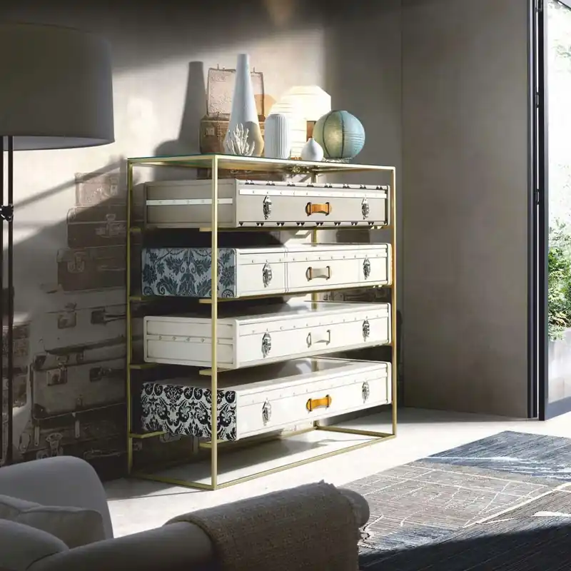 Saisonangebot Casa Padrino Luxus Designer Koffer Kommode mit 4 Schubladen Bunt - Luxus Möbel